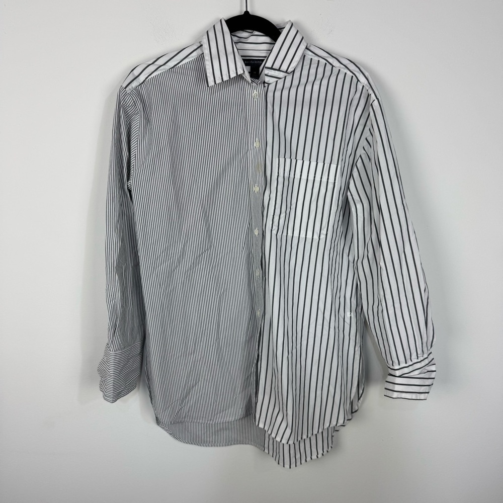 Banana Republic Striped Button Down Classic Long Sleeve Top Office Professional
